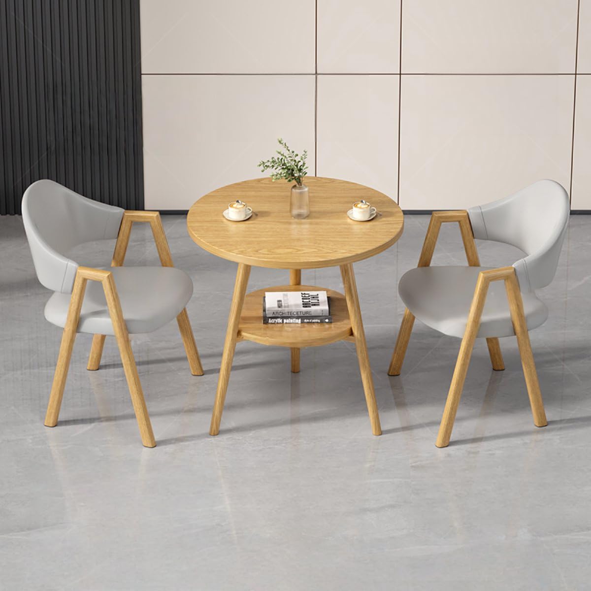 Round Reception Desk and Chair Set, Office Conference Table &amp; Chairs, Business Coffee Dining Table Set for Small Space Reception Room, Lounge, Conference Room