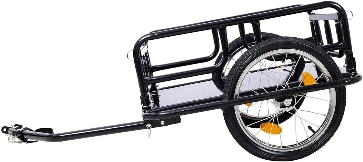 2-in-1 Bicycle Cargo Trailer Trolley, 60kg Capacity, Foldable with Towing Hook, Detachable Handlebar for Easy Hauling