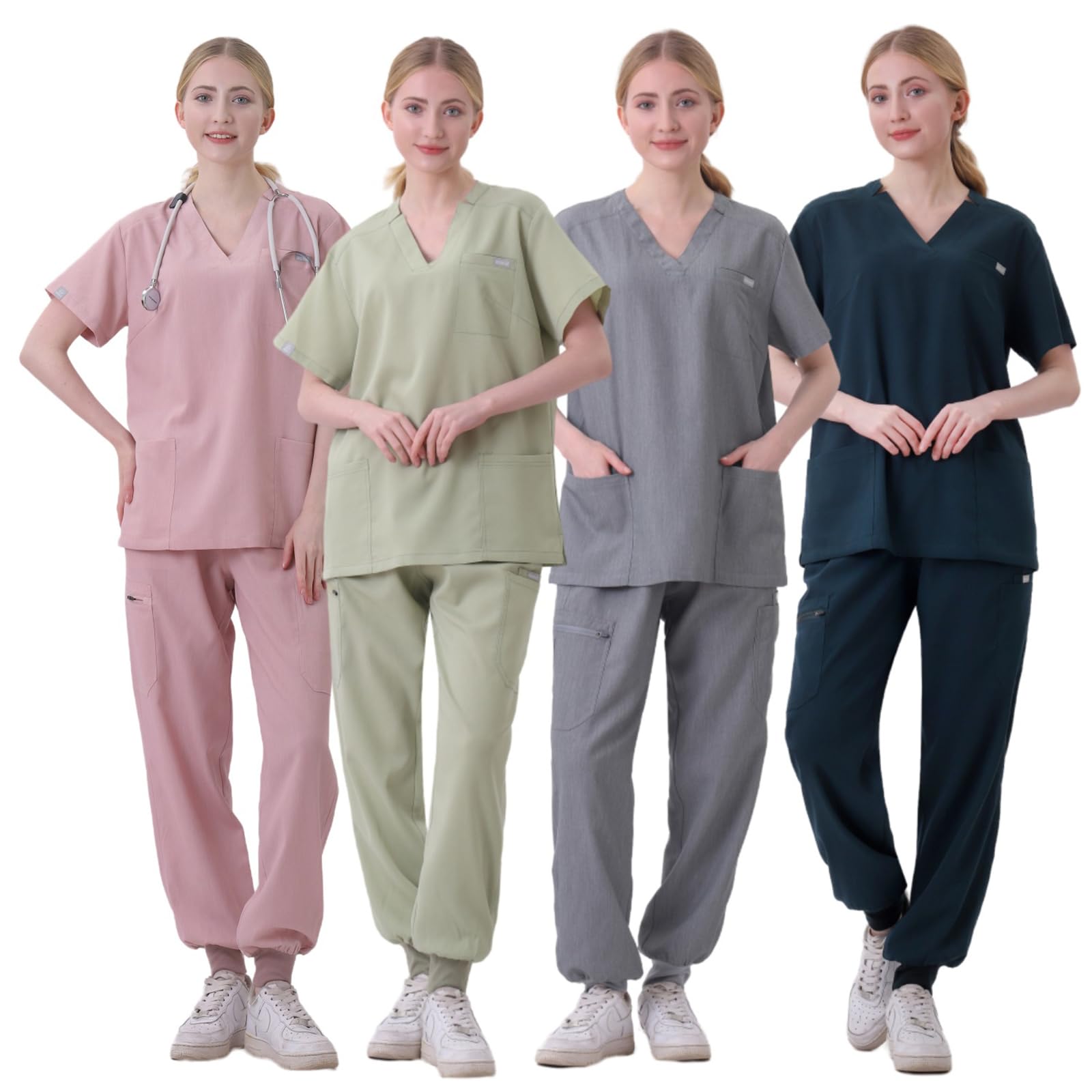 Uniforme Infermieri, Uniforme Medica con Maglia e Pantaloni Scollo a v Maniche Corte Uniformi Sanitarie per Infermieri Medici Chirurghi Terapisti Dentisti,Viola,XXL