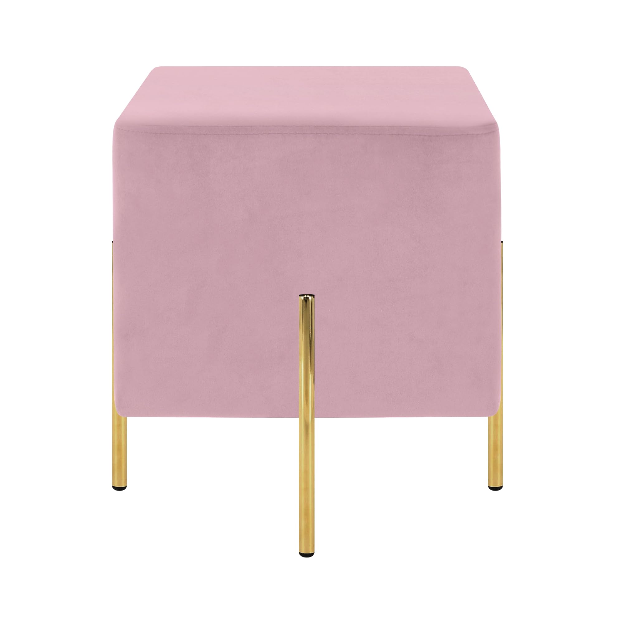 Pouf Poggiapiedi In Velluto Con Gambe Dorate 44x44x44 Cm | Sgabello Elegante Per Salotto O Camera - Foto 2