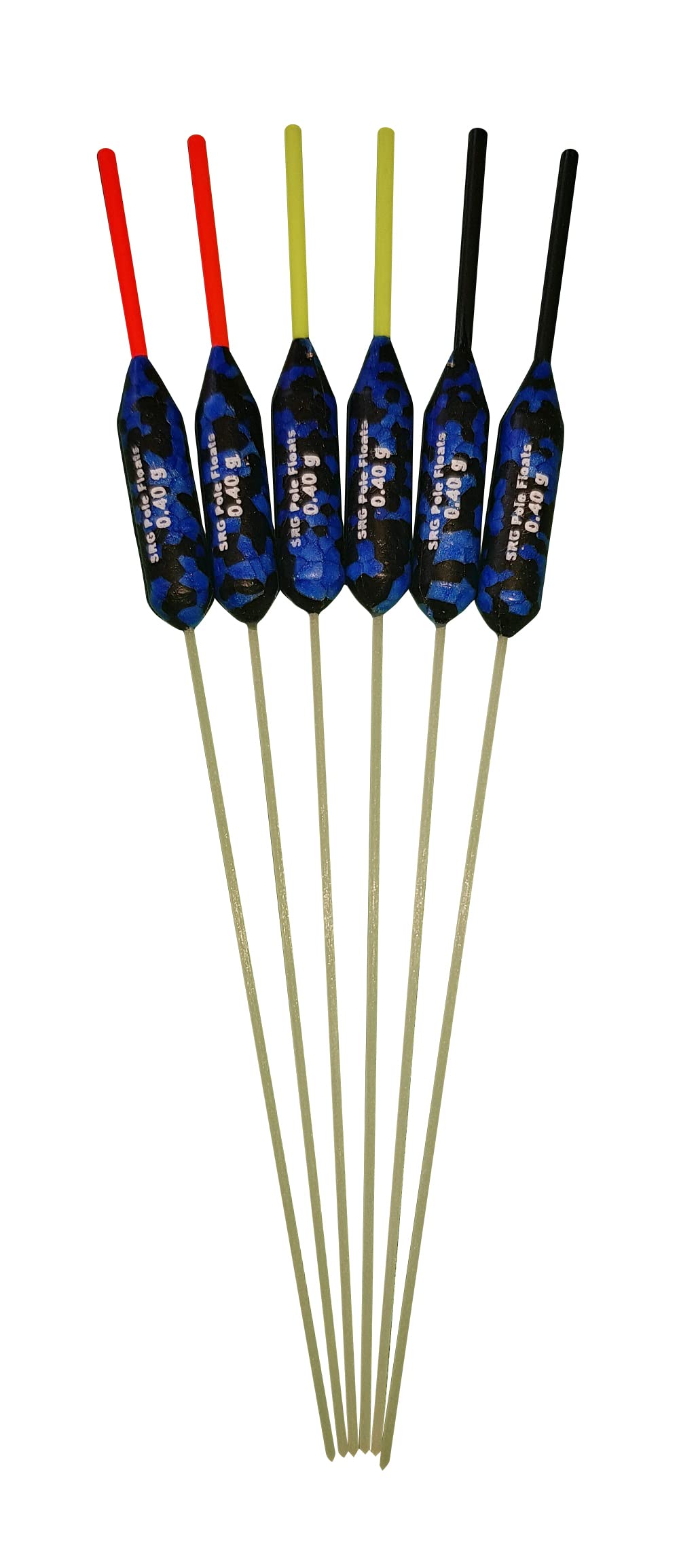 SRG Pole Floats SRG100 Pack of 6 x Pole Floats 'Hybrid' Power Pencil Fiberglass Stem choose from (0.3g / 0.4g / 0.5g) (6 x 0.4g (6 x Red Tip))
