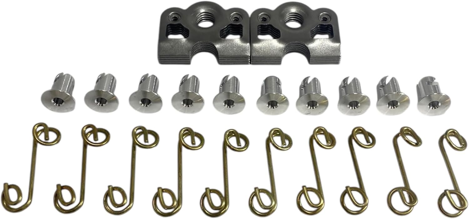 UTVDistribution 1/4 Turn Quick Release Aluminum Dzus Button with Springs and Tab Plates 10 Pack-Free Rivets !