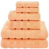 American Soft Linen Towel Set 2 Bath Towels 2 Hand Towels 2 Washcloths Super Soft Absorbent 100% Turkish Cotton Towels for Bathroom and Kitchen Shower Towel Malibu Peach