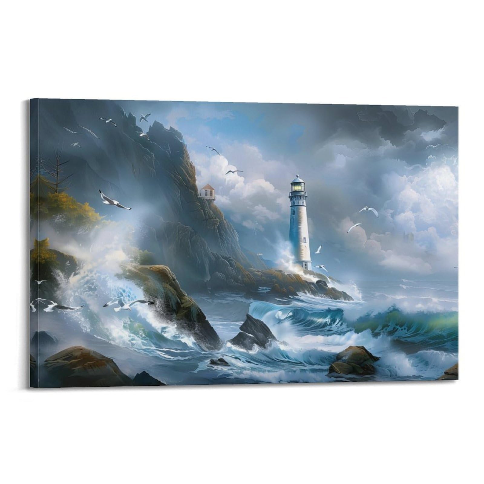 CXHJCA Lighthouse Poster The Pillar of Raging Waves Poster Decorative Painting Canvas Wall Posters And Art Picture Print Modern Family Bedroom Decor Posters 20x30inch(50x75cm)