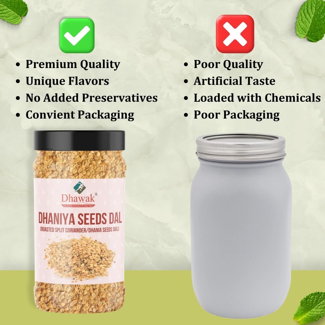 Dhawak Dhaniya Dal Roasted 500 Gms | Roasted Split Coriander Seeds [Jar Pack] - Image 6 thumbnail