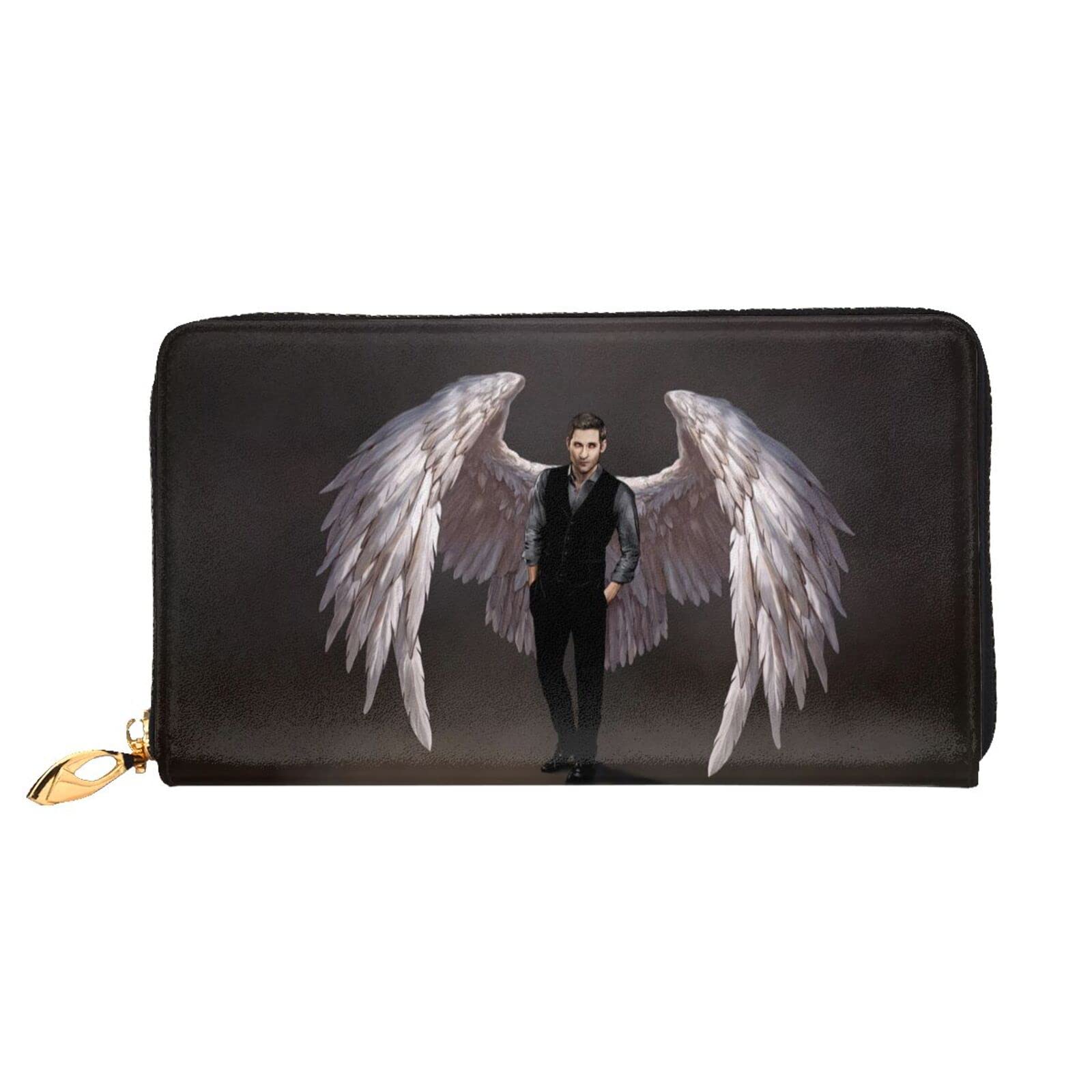 Lawenp Wallet for Lucifer Microfiber Leather Long Wallet Zip Closure Card Slot Wallet for Men & Women