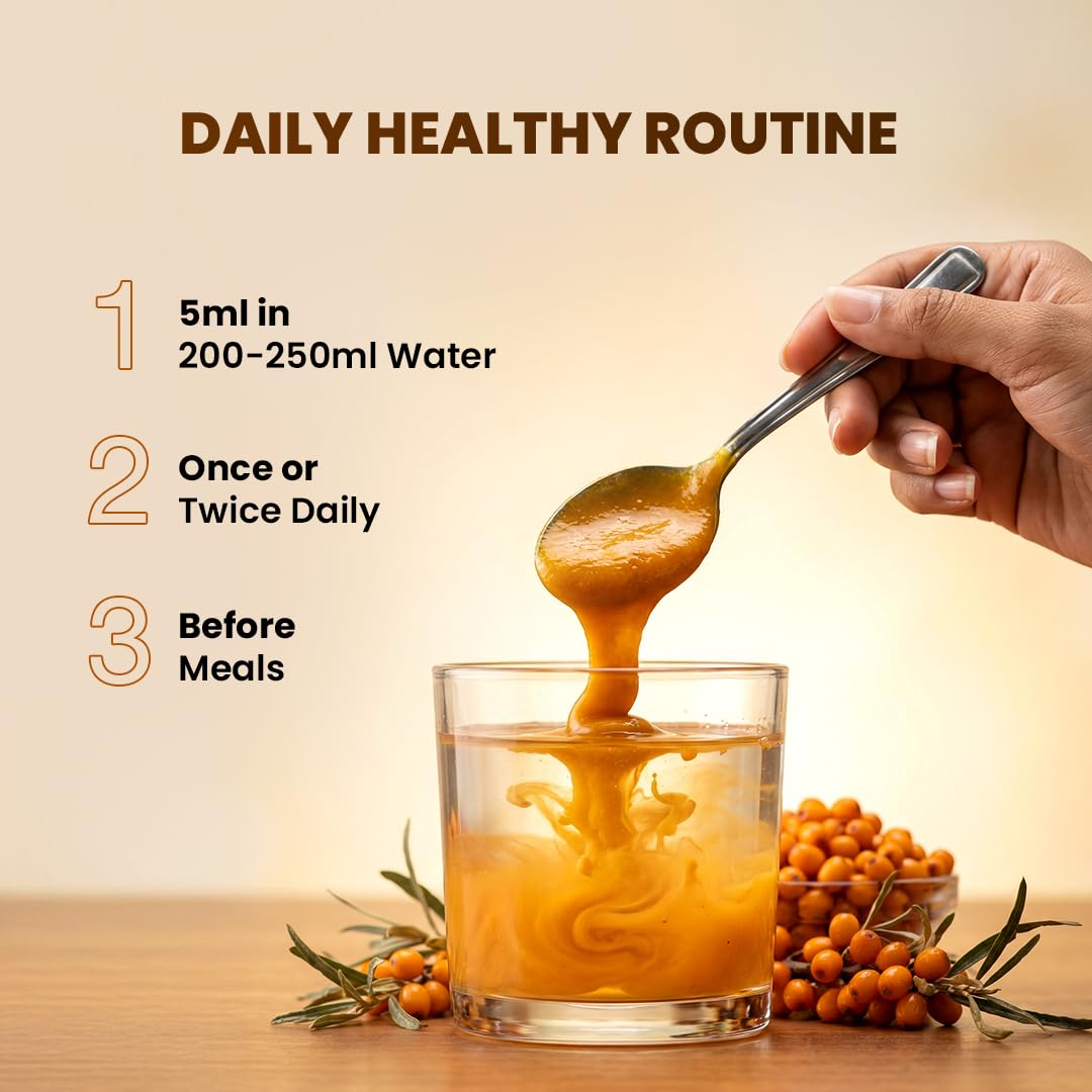 WOW Life Science Himalayan Sea Buckthorn Berry Pulp Concentrate | Cold‑Pressed from Spiti Valley | Rich in Omega 3‑6‑7‑9, Vitamins & Antioxidants | Heart, Gut, Skin & Immunity Support | No Added Sugar | Makes 80 Glasses | 400 ML 4