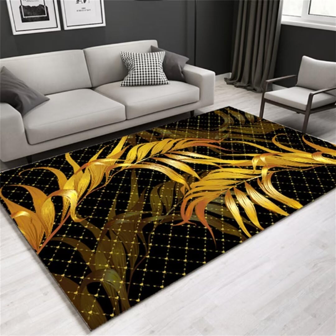 Tapis de chambre ado jaune 70x140 cm rectangulaire et doux pour un espace d'étude moderne