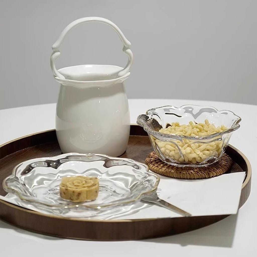 Plato de cristal creativo – Platos versátiles para servir postres y frutas, elegantes platos de aperitivos para fiestas, hogar y eventos, vajilla elegante esencial