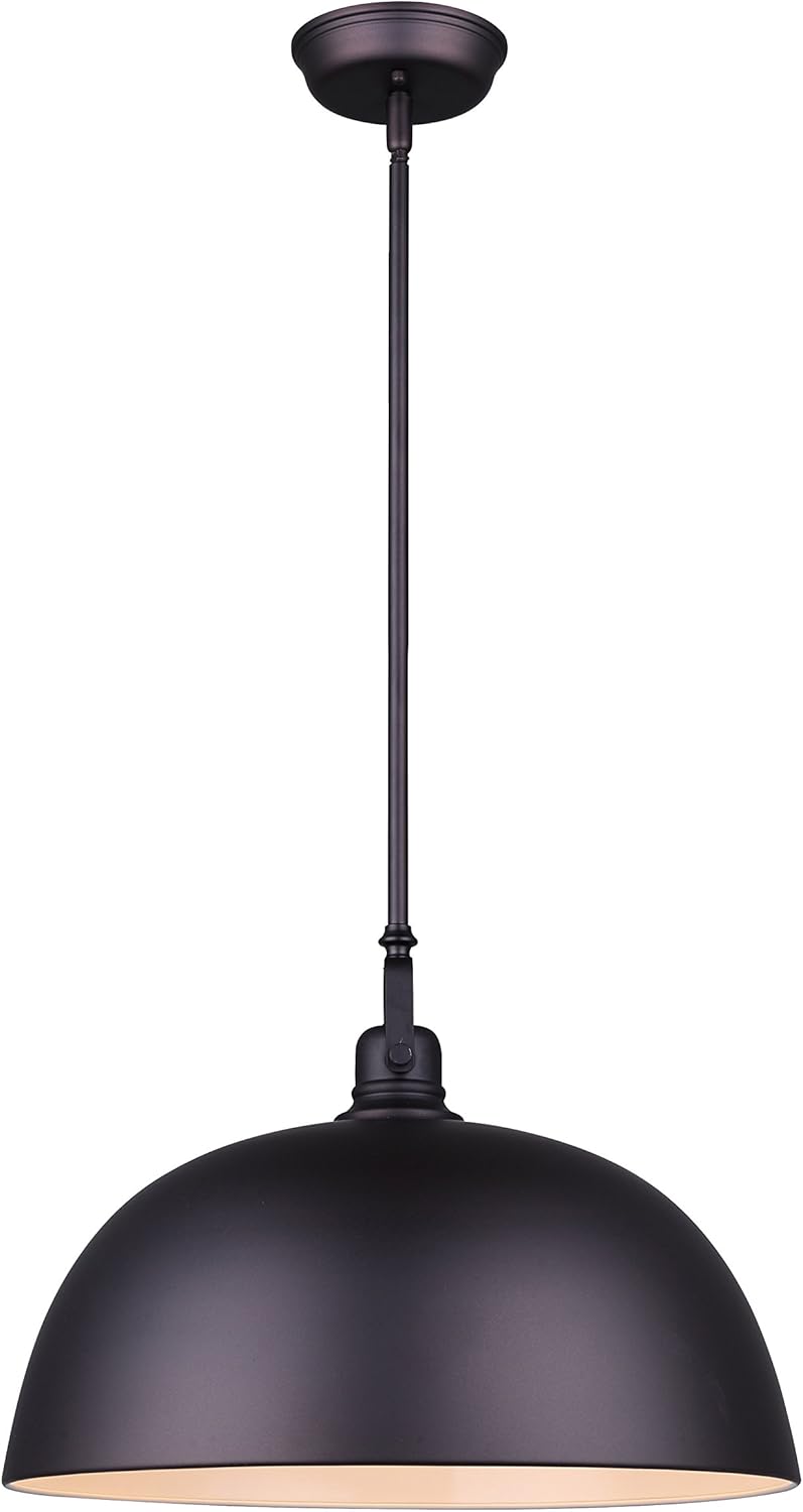 🔥 Crazy Deals CANARM IPL222B01ORB16 LTD Polo 1 Light Rod Pendant, Oil Rubbed Bronze with Painted White Interior