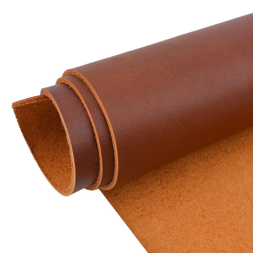 HYQOUKLR Real Leather Sheets, 1.8-2.0mm Full Grain Cowhide Vegetable Tanned Leather for DIY Leathercraft Multiple Sizes(30x20cm)