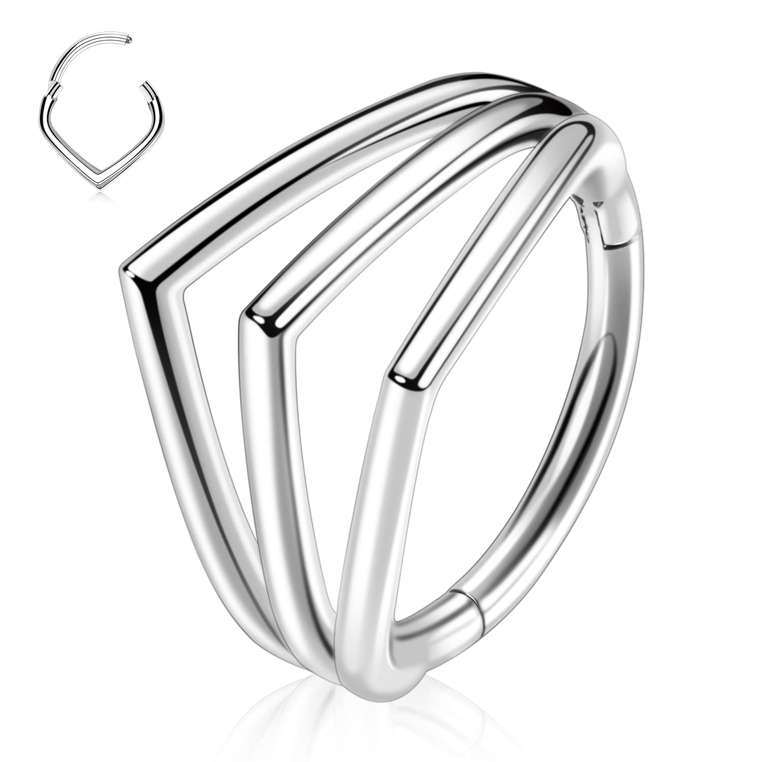 hengkaixuan Triple Double Nose Hoop Ring Sleeper Hoop Earring Helix Rook Conch Cartilage Daith Tragus Earrings Septum Ring Lobe Nose Piercing Jewellery for Women — view 21