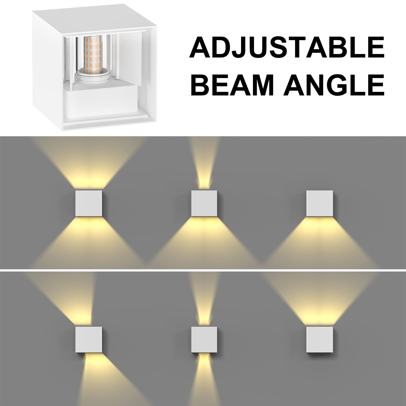 ChangM 2 Pezzi 7W Applique da Parete Esterno Interni LED Lampada, IP65 Lmpermeabili con Lampadina Sostituibile G9 LED, Bianco Caldo 3000K, Angolo del Fascio Regolabile Applique, Guscio Bianco