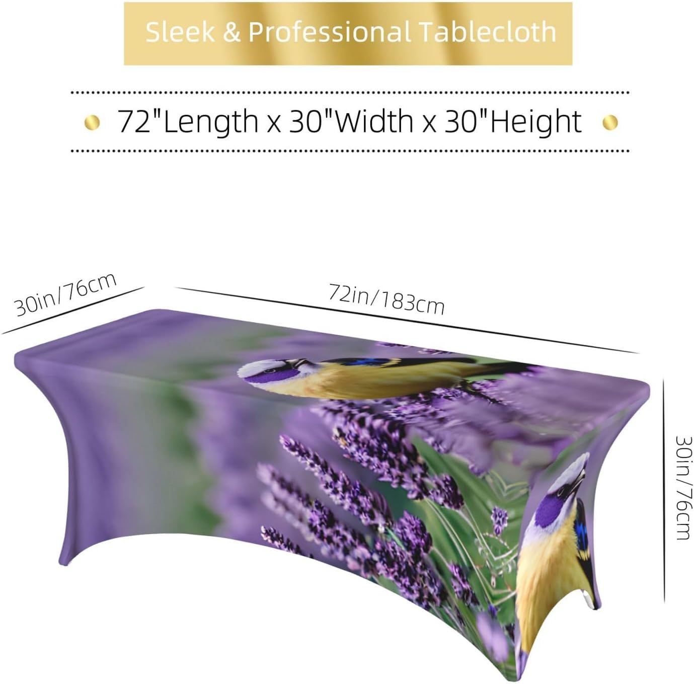 Bird in Purple Lavender Floral Flowers Print Table Cover Rectangular Tablecloth for 6-Foot Tables for Wedding Banquets Outdoor