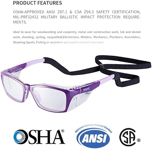 Miniatura 6 de Gafas de seguridad con certificación ANSI Z87.1, gafas protectoras antivaho e inastillables, gafas de seguridad ligeras para construcción, Negro