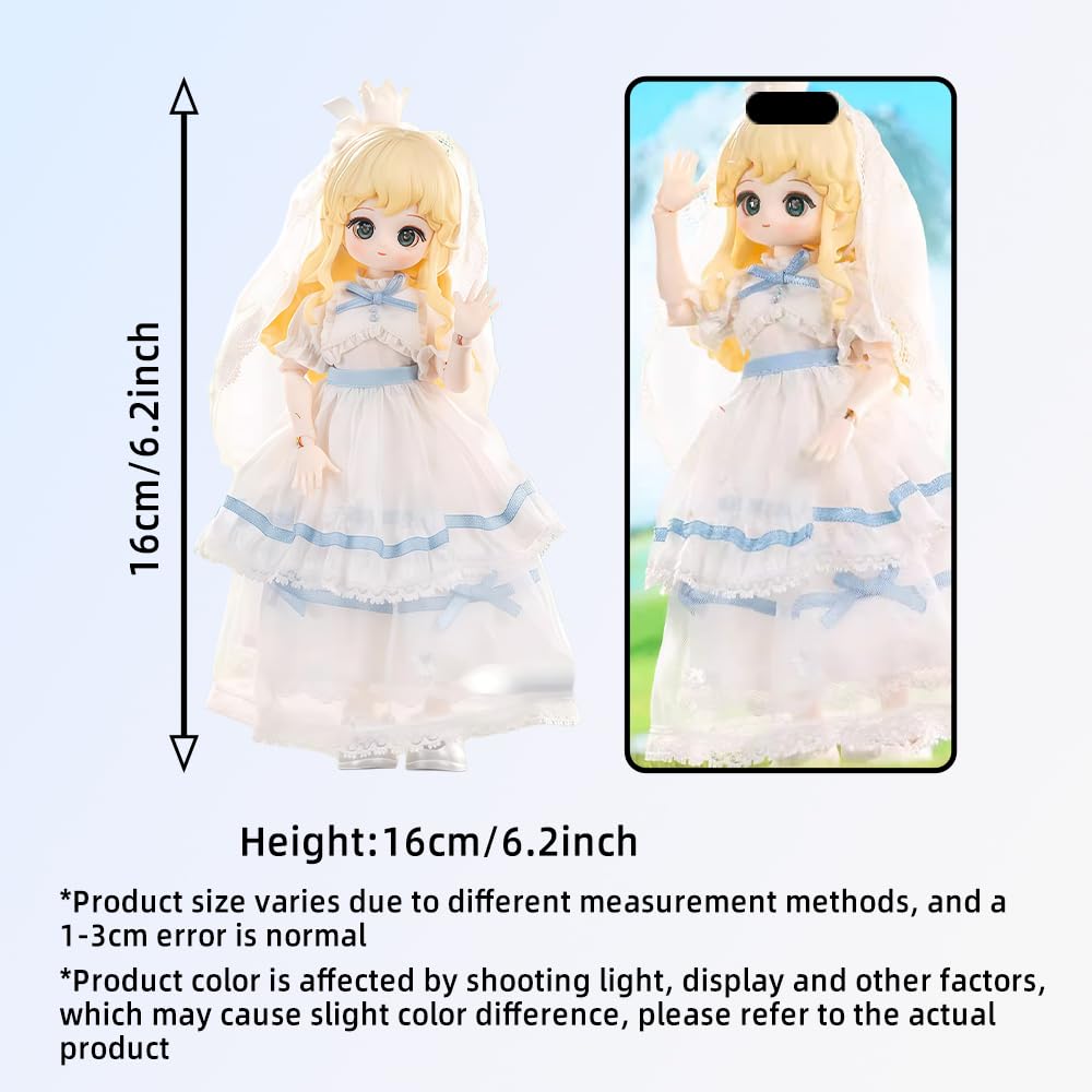 niannyyhouse BJD Blindbox-Figur, Ballgelenk-Puppe mit Kleidung, Maßstab 1:12, bunte Mädchen-Serie, bewegliche Sammelfigur, Actionfigur (6 Stück)