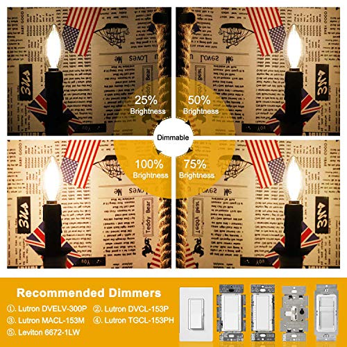 CRLight 6W 3000K Dimmable LED Candelabra Bulb Soft White, 65W Equivalent 650LM, E12 LED Light Bulbs, B11 Candle Clear Glass Decorative Chandelier Bulbs, Smooth Dimming Version, 8 Pack - Image 5