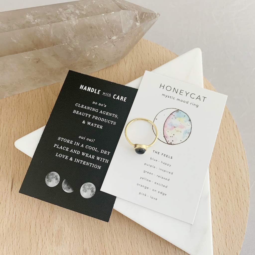 HONEYCAT Mood Ring in Gold, Rose Gold, or Silver | Size 4, 5, 6, 7, 8, 9, 10,11 | Minimalist, Delicate Jewelry