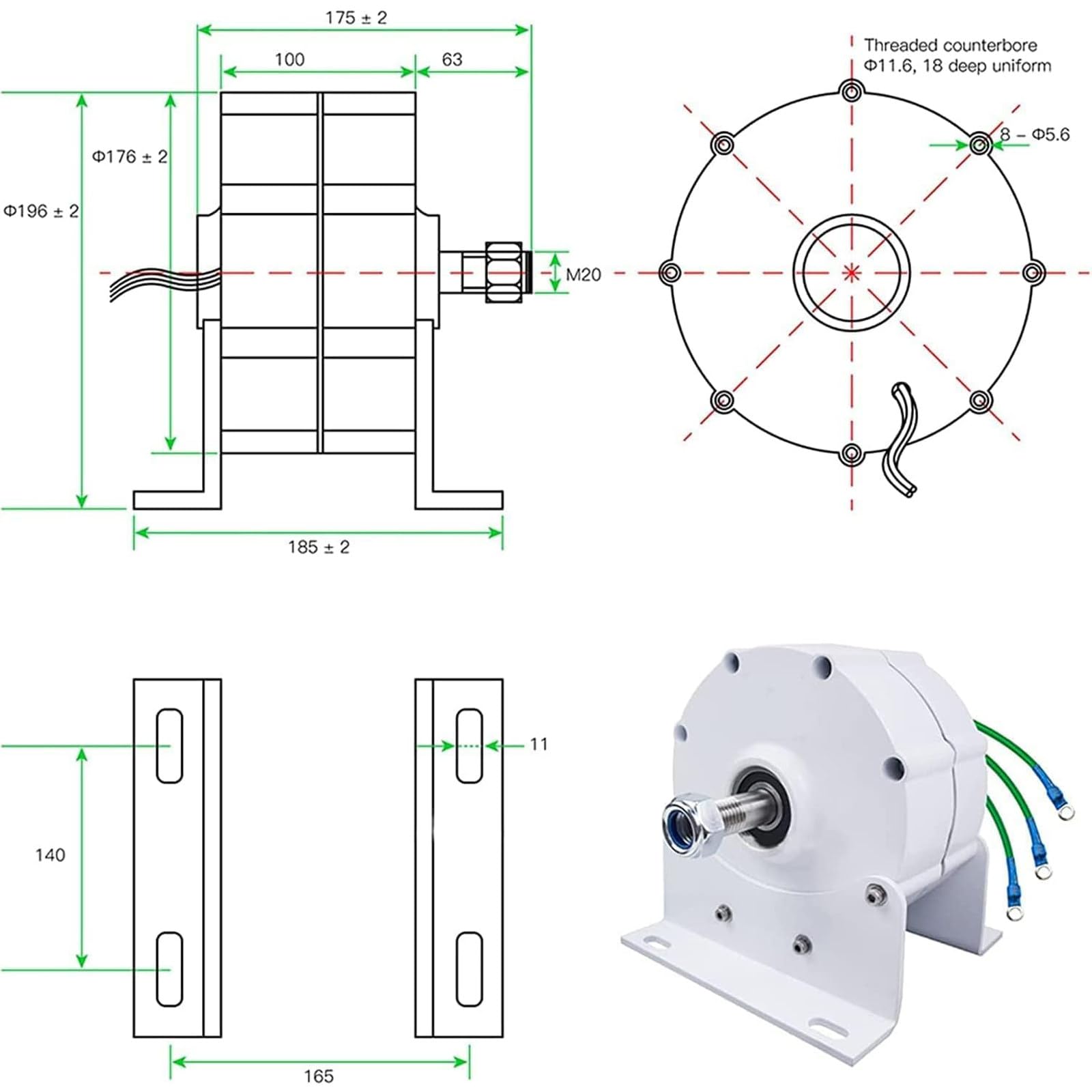 Generatore a magneti permanenti da 12000W, alternatore a magneti permanenti a Basso Numero di Giri 12V 24V 48V 220V con raddrizzatore Generatore trifase per Turbine eoliche,220V