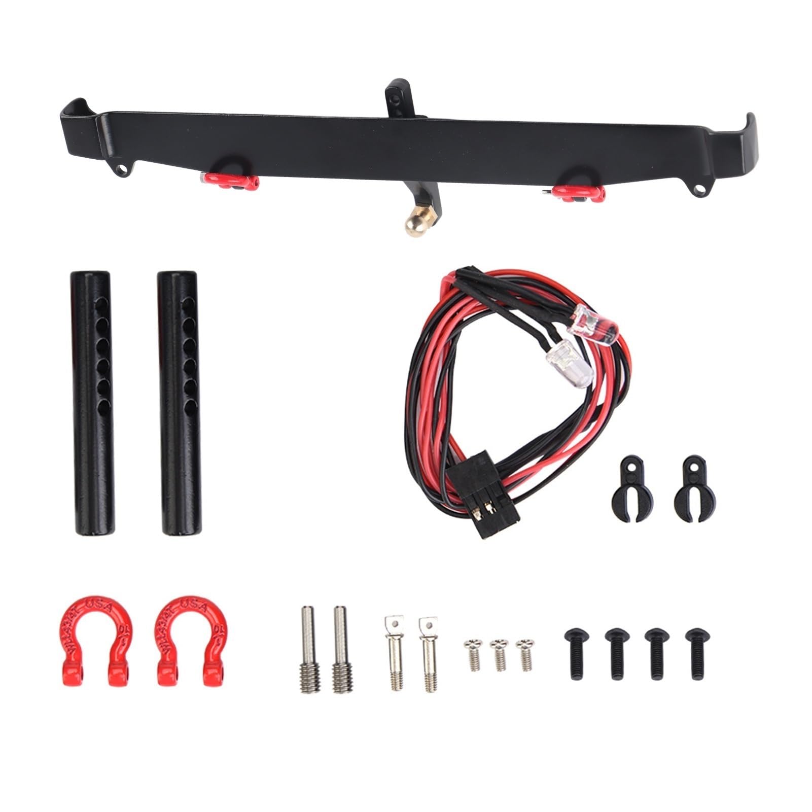 Paraurti RC per SCX10 II 90046 Parte di Auto Crawler RC Bumper Posteriore Metallo con Accessori per Aggiornamenti delle Luci