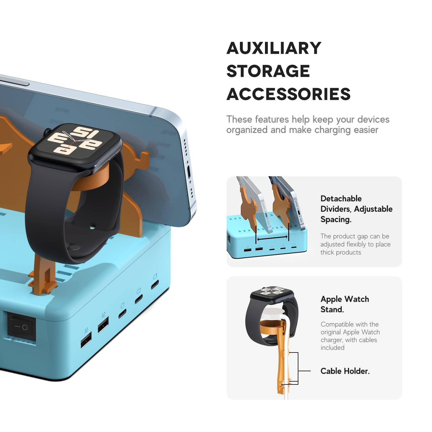 Stazione Ricarica Multi Dispositivo 75W 5 Porte USB-C USB-A - Dettaglio