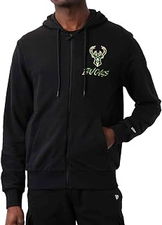 New Era - NBA Milwaukee Bucks Script Zip Hoodie Color Negro