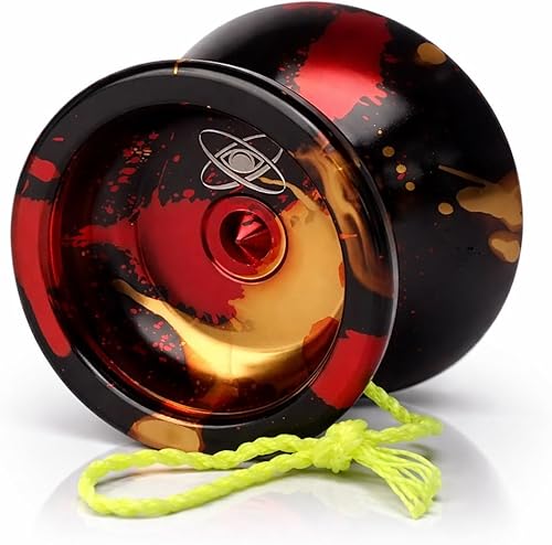 Watcher Metal Professional Yoyo - Yoyo de rodamientos de bolas de aluminio con rodamientos C sensibles y no responden, cuerda extra - Volcano Splash