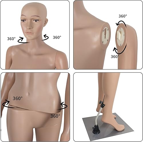 Miniatura 4 de Maniquí femenino cuerpo completo ajustable maniquí torso vestido forma con base de metal 69 pulgadas