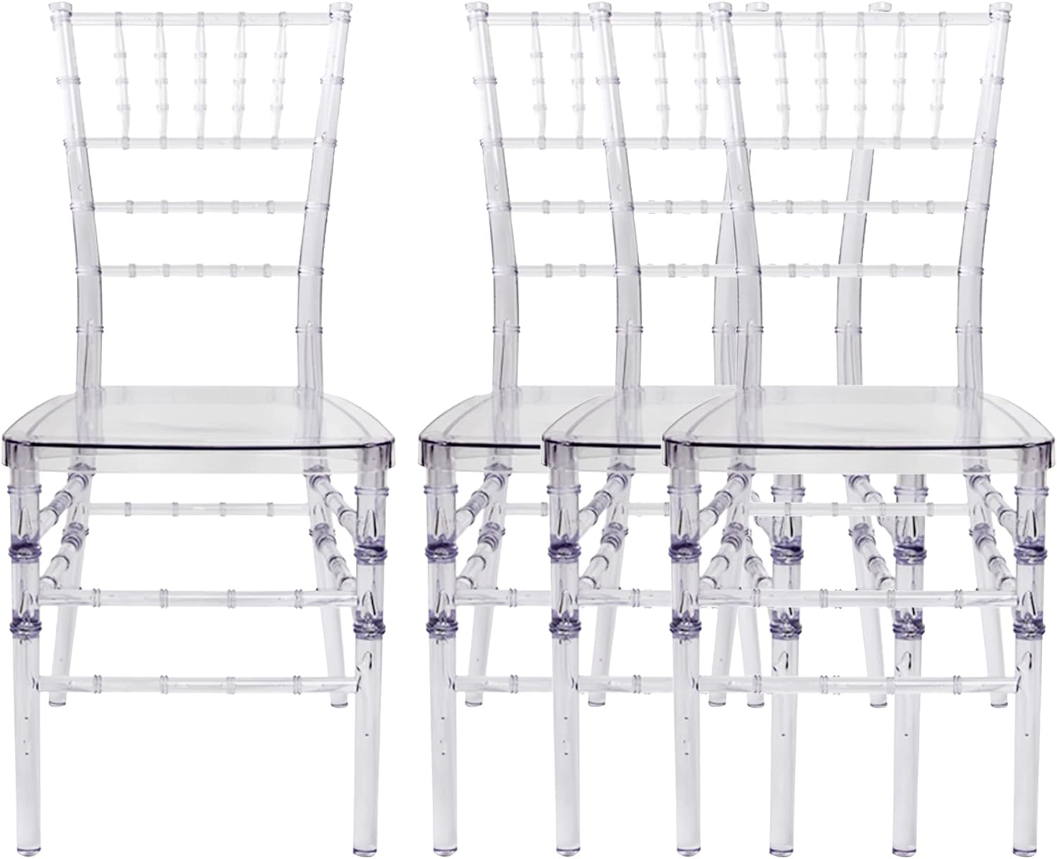 Fohfurniture Set of 4 Clear Crystal Acrylic Chairs