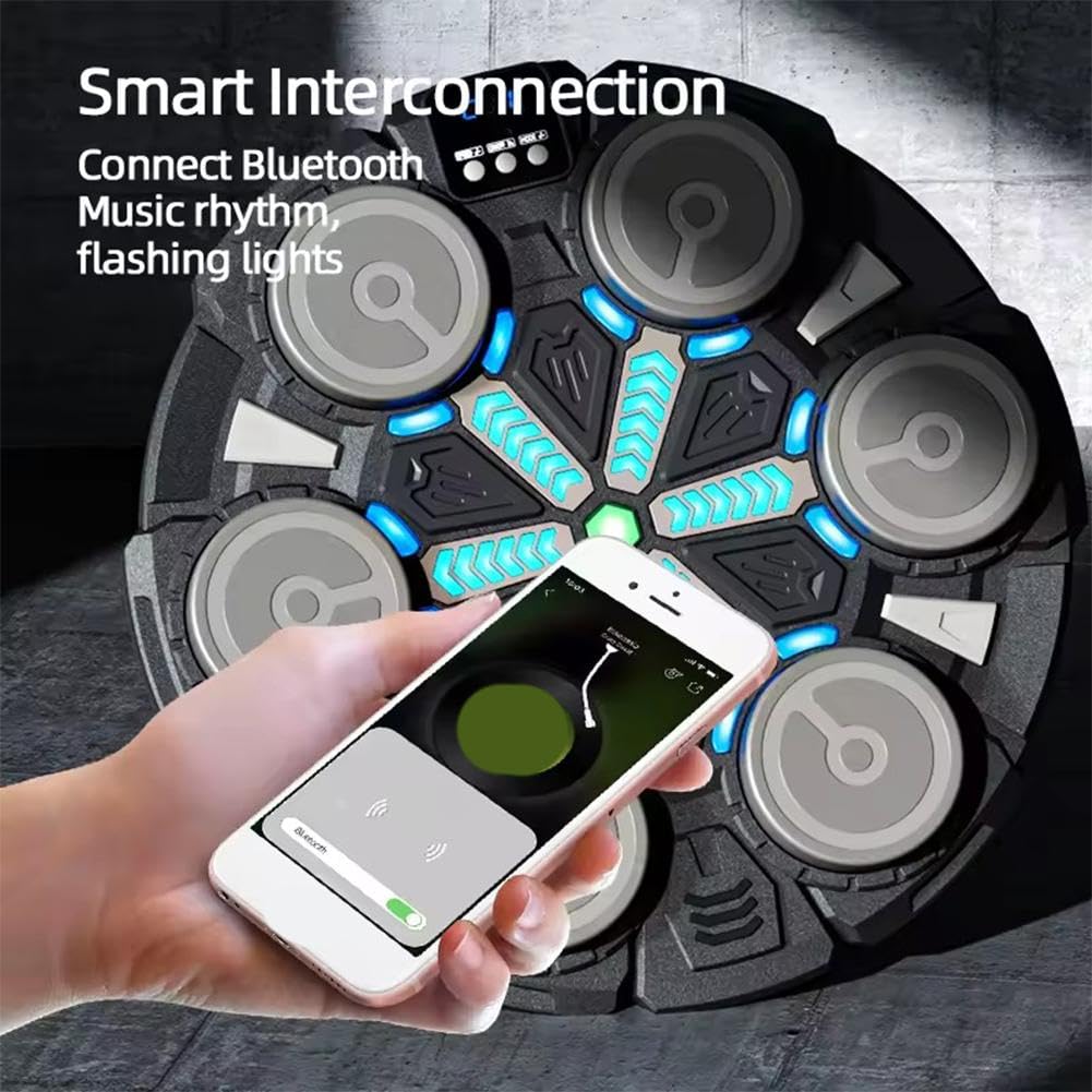 Maszyna do boksu muzycznego z Bluetooth, inteligentna wykrawarka z rękawiczkami, 3 tryby gry, regulowana prędkość, wyświetlacz LED do fitnessu w pomieszczeniach i liczenia
