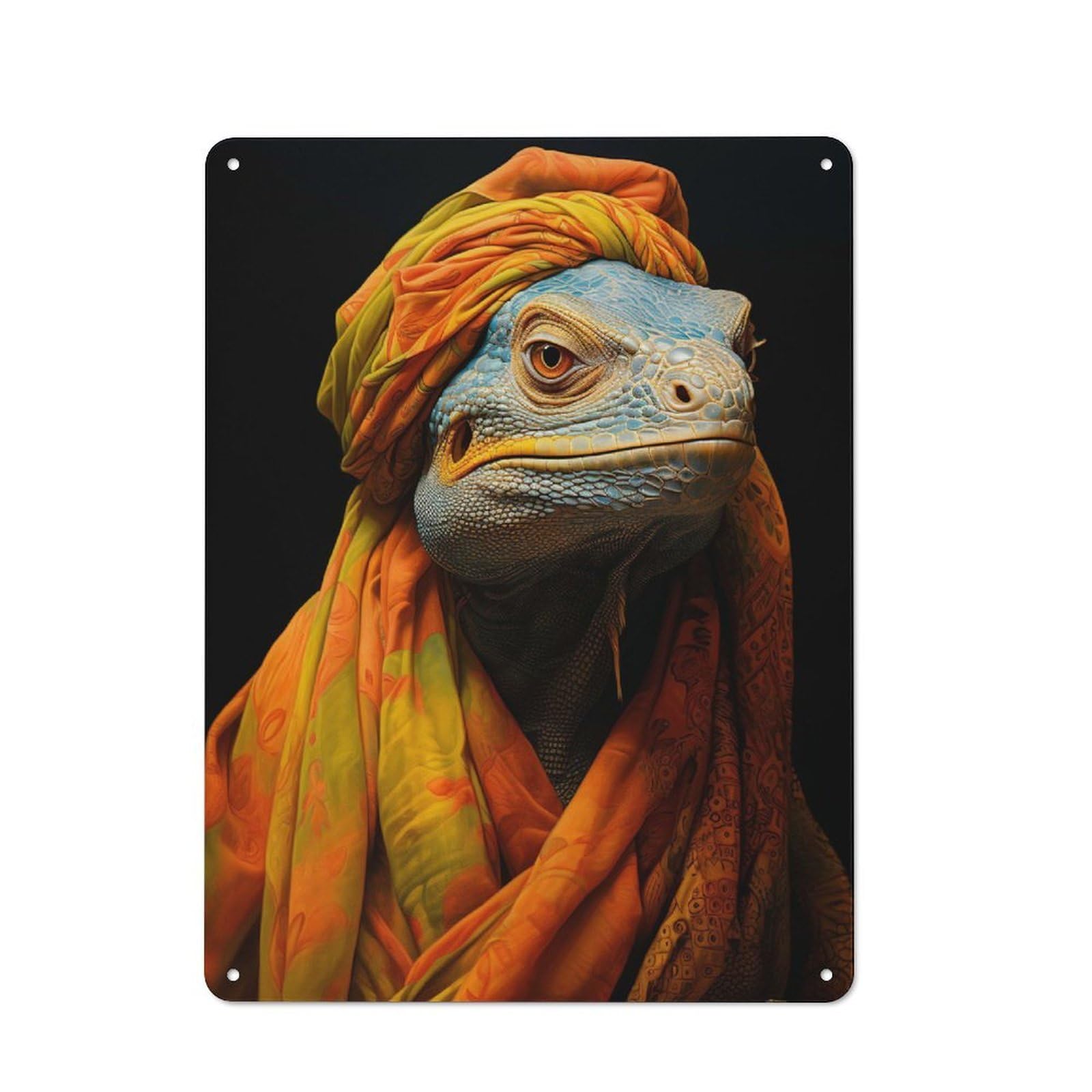 Junmoney Oriental Lizard Tin Sign 40X30cm With For Hallway Wall, Vintage Decor, For Home Interiors, Feature Walls And Decorative Displays