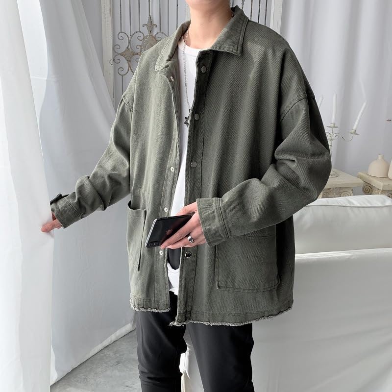 Men's Spring Loose Workwear Jacket with Korean-Style Vintage4