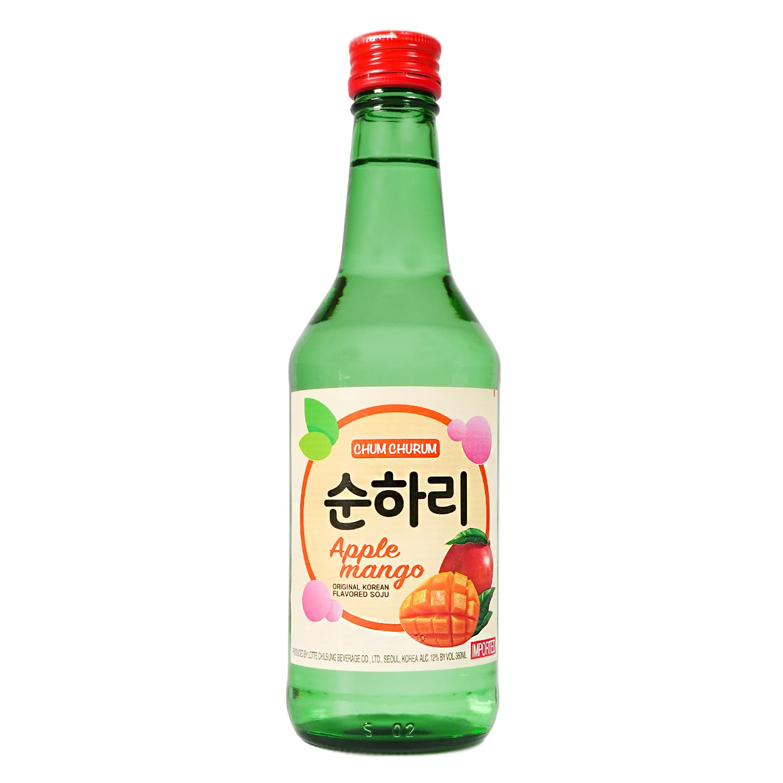 6er Pack (6x360ml) Lotte Chum Churum Soju Apfel Mango 12% vol + 2 Papa Vo Chopsticks
