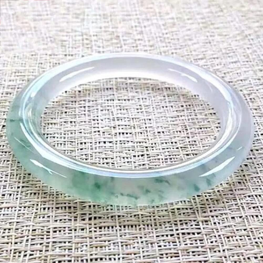 Bracciale di Giada per Donne Genuine Green Green Round Bar Chaise Gioielli di Braccialetto giadeite con (Dimensioni: 58 mm)