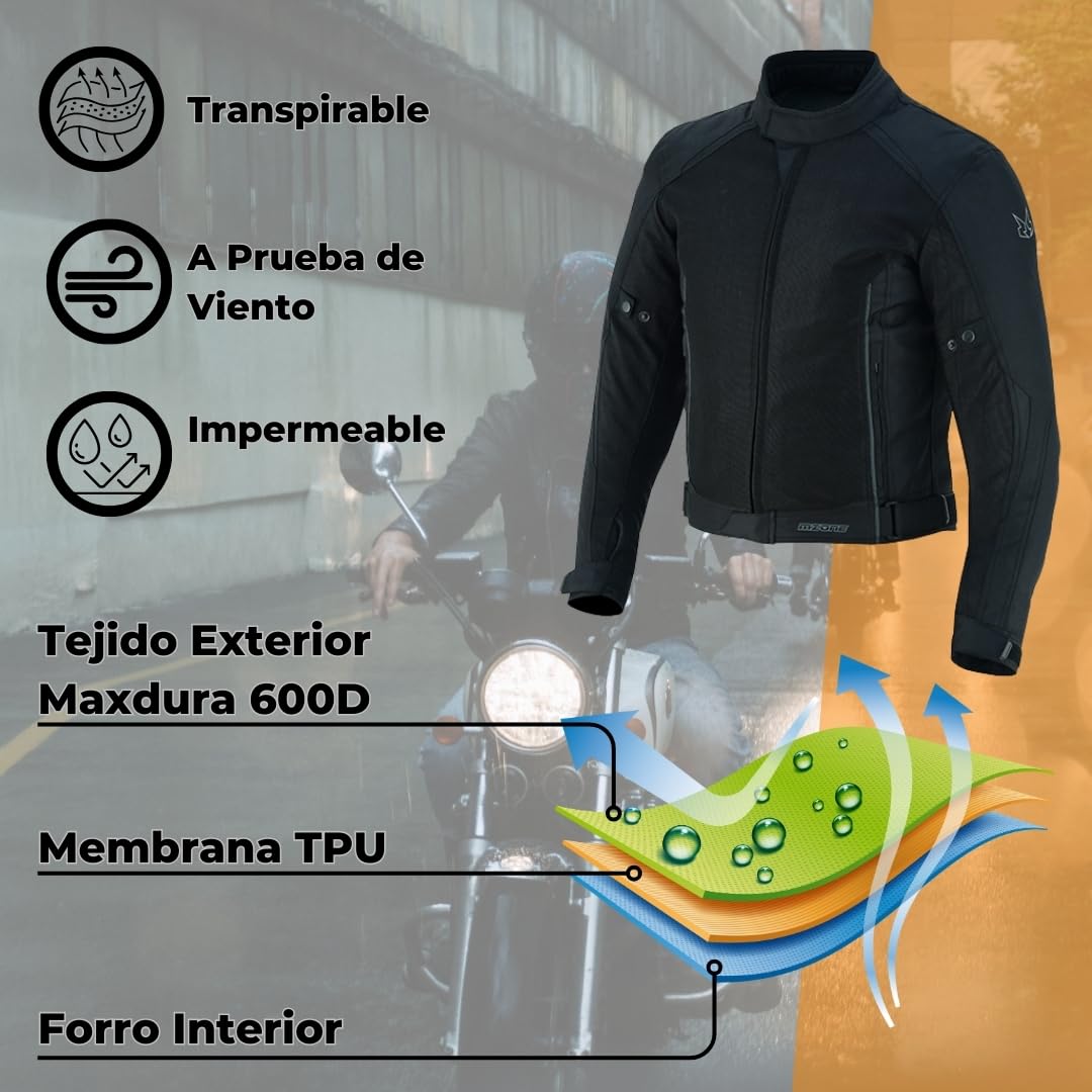 Chaqueta Moto Hombre Verano | Protecciones en Hombros, Codos y Espalda | Máxima Ventilación con Paneles de Malla Frontal, Brazos y Espalda