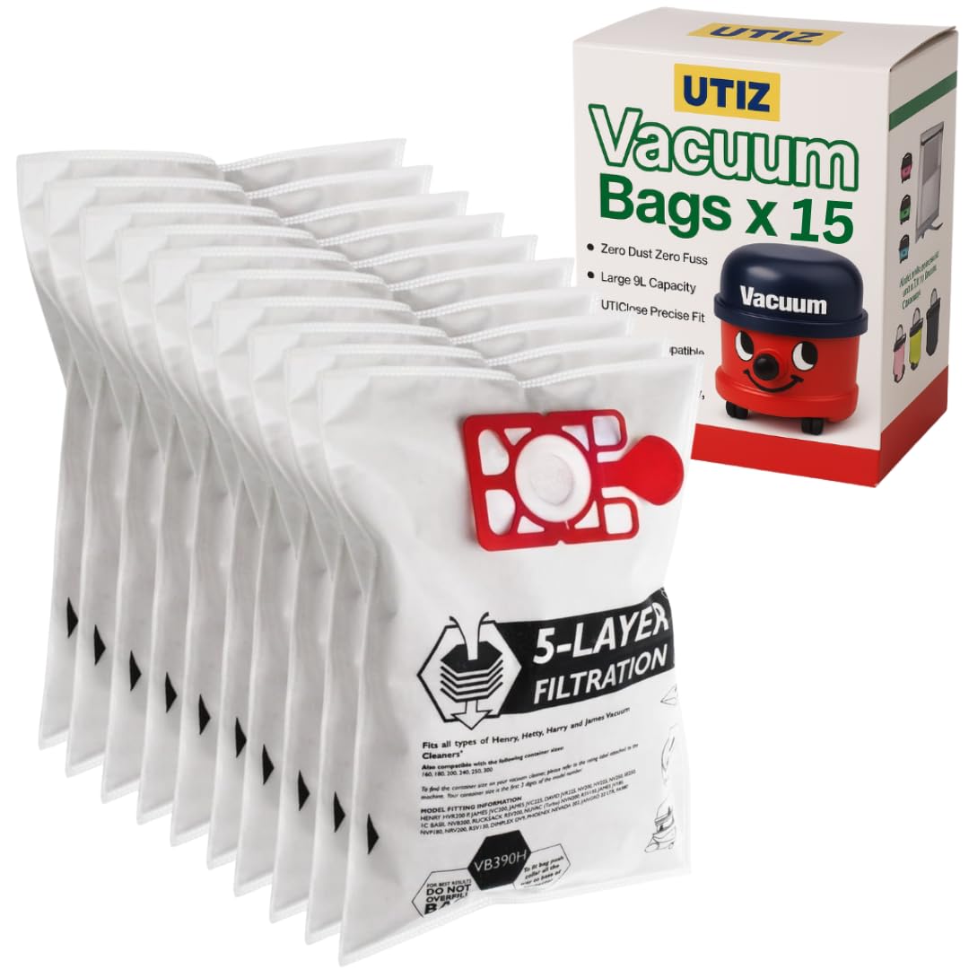 UTIZ Compatible Vacuum Bags for Henry & Hetty – Replacement for NVM-1CH / 907075 – Pack of 15 Dust Bags