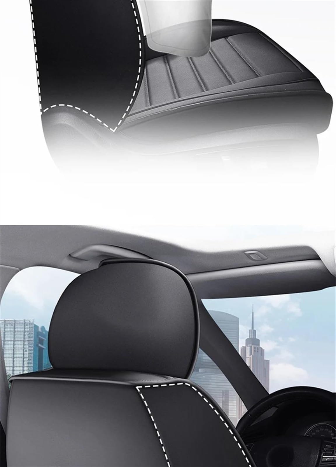 Funda De Cuero para Asiento De Coche Accesorios para Chrysler Todos Los Medels para 300c 300 300m para Aspen para Cirrus para Daytona 5 Asientos Fundas Asientos(Negro)