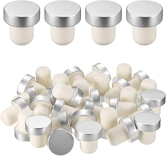 sourcing map 24 Pcs Wine Bottle Corks, T-Shaped Stopper Cork, Wine Stopper, Reusable Wine Bottle Corks Sealing Plug Bottle for Homemade Wine Beer Bottles,Silver