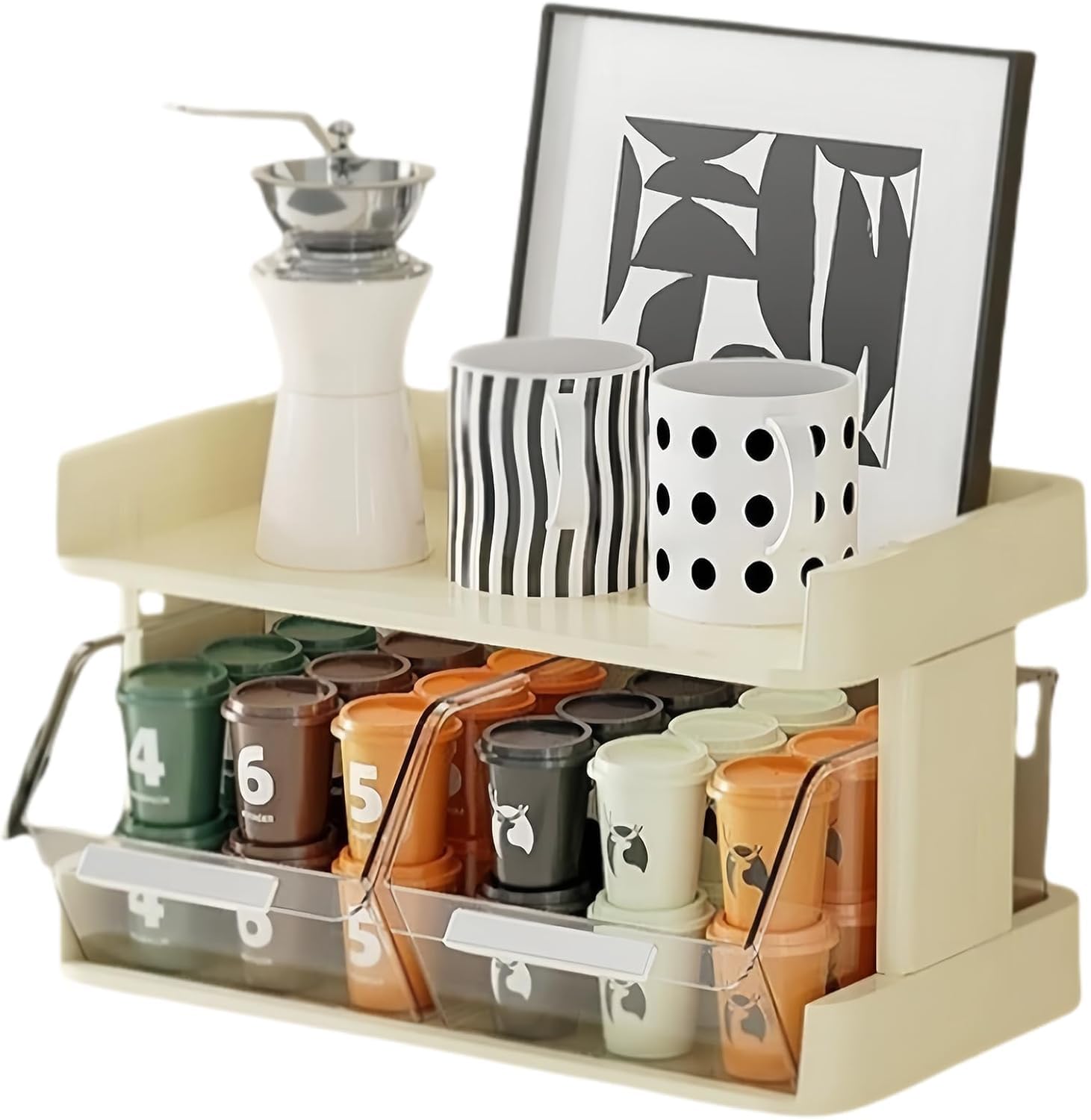 Harmonique Tea Bag Storage, Acrylic Tea Bag Organizer Storage Display Rack, Suitable for Home, Dormitory, Office (2Layer) (2Layer)