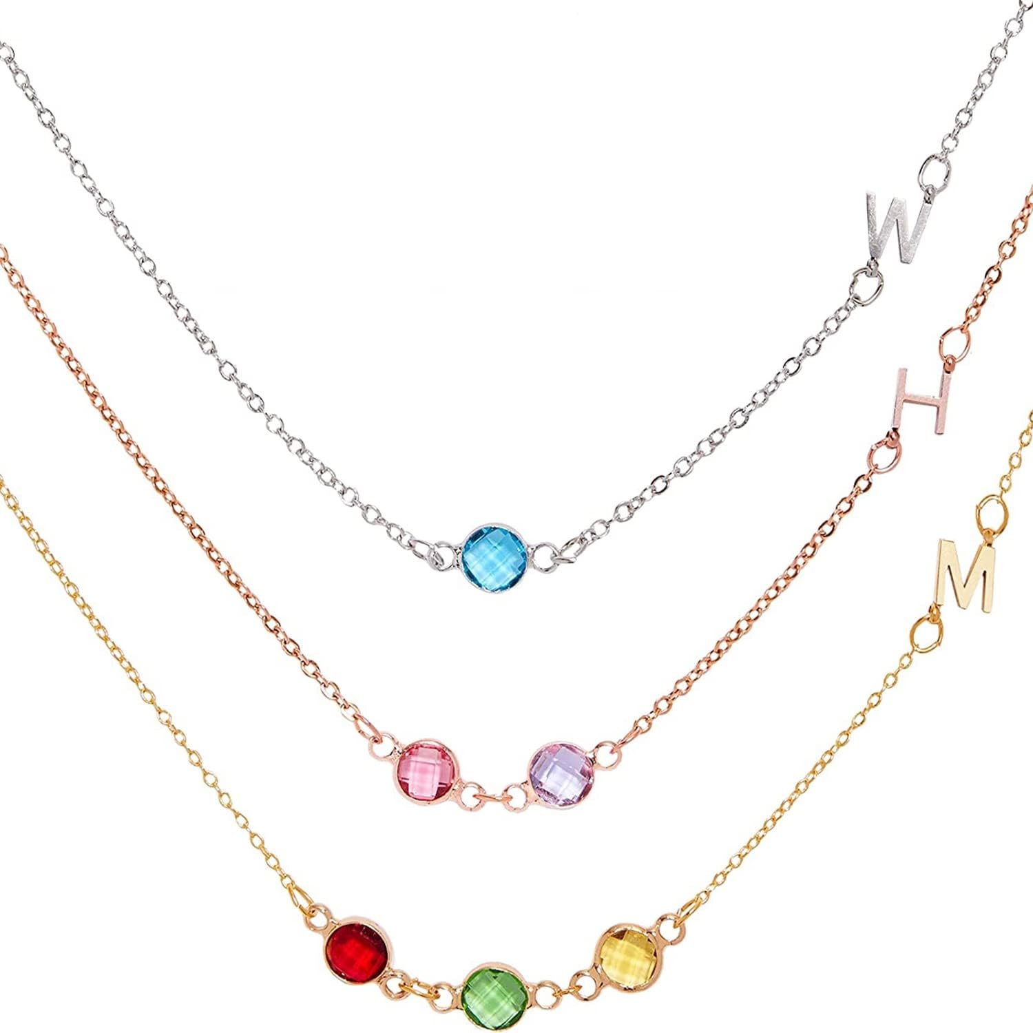 Mignonandmignonpersonalized Birthstone Necklace Custom Family