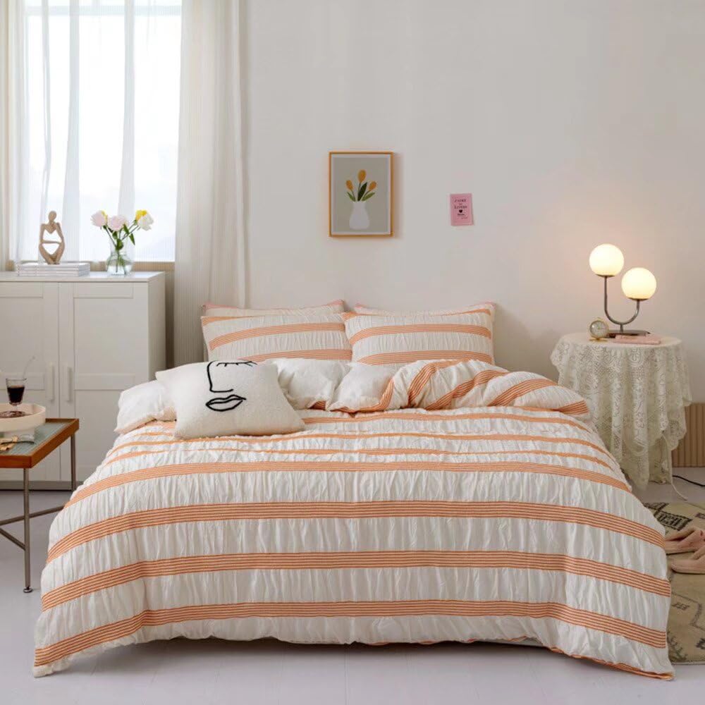 Parure de lit pour lit simple orange anti-terne pour décoration d'intérieur éclatante