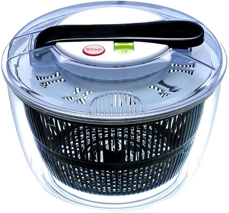 Large capacity salad spinner, easy to use, fast drying, vegetable salad and fruit spinning with a button. [Energy Class A]