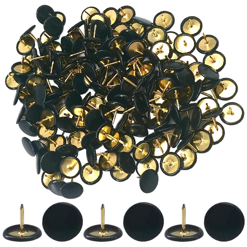 Ruidee Black 150 Pcs Thumb Tacks Push Pins Board Pins For School, Office, Map, Photo Wall, Cork Board Bulletin (Black)