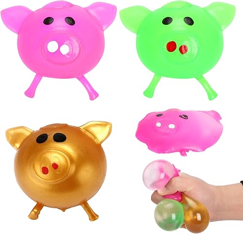 Paquete de 3 bolas de estrés de cerdo Splat, juguetes esponjosos, bolas adhesivas para aliviar el estrés, juguete divertido para niños, recuerdos de