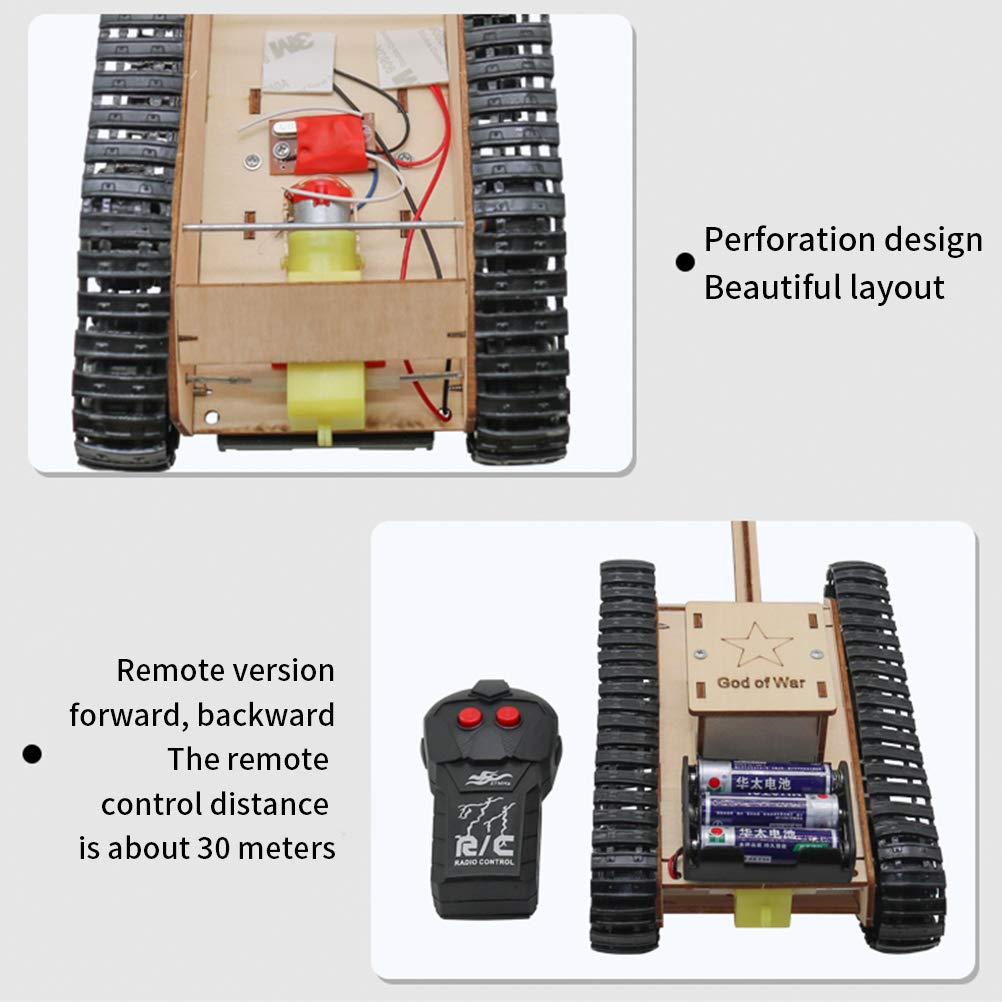 Carro armato telecomandato, giocattolo autocostruito in legno, carro armato RC, giocattolo educativo per bambini a partire da 8 9 10 11 12