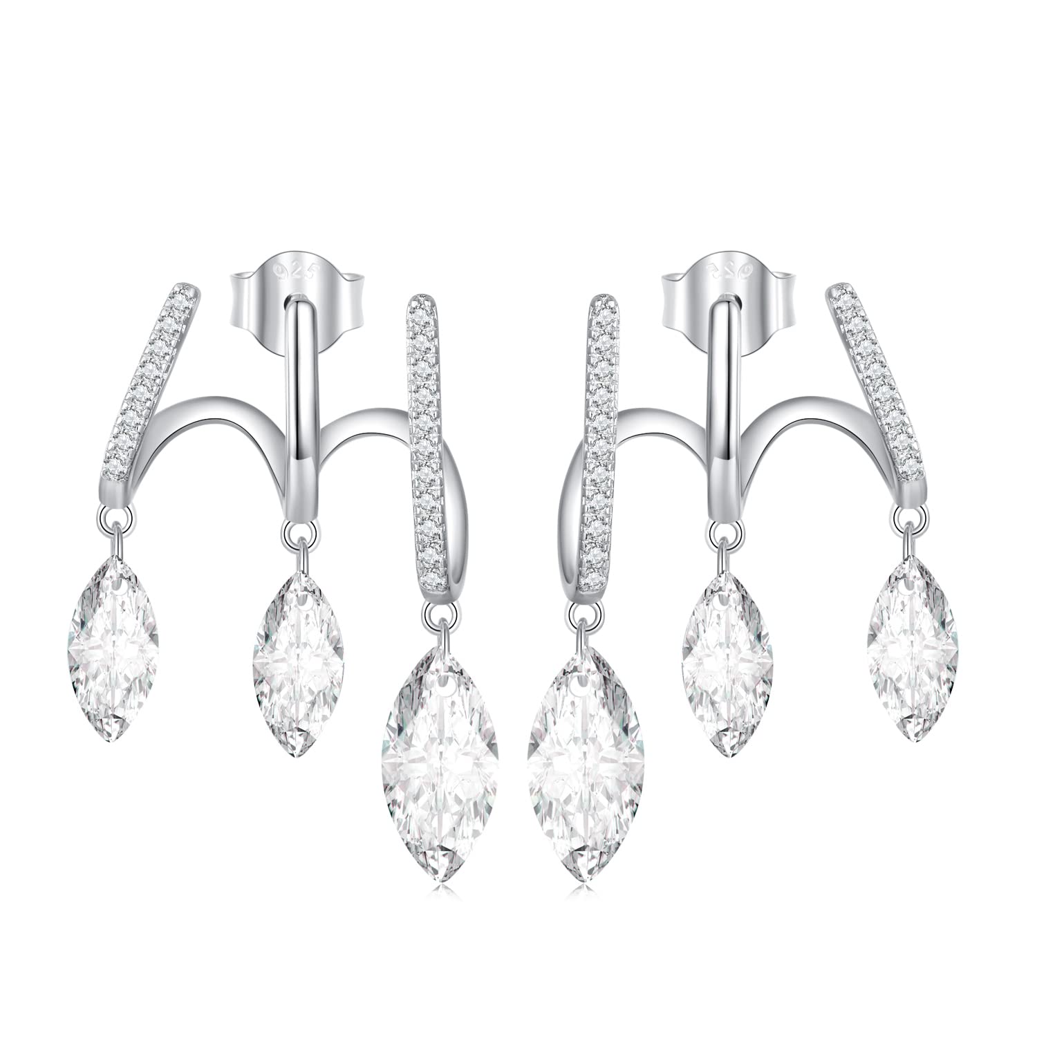 YDYDTTKD Pendientes de Plata de Ley 925 con circonita cúbica, Piercings para Mujeres, Adolescentes y niñas
