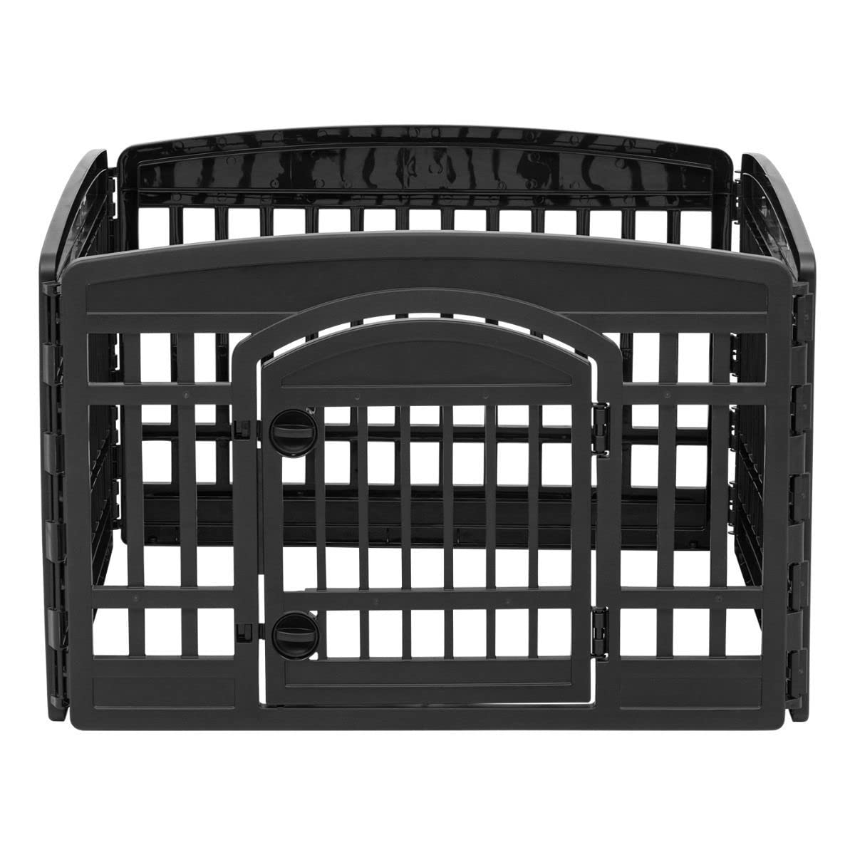 Iris Ohyama Parque para perros con 4 paneles, H60cm, Negro, Puerta cerradura, Jaula gatos, Vallas, Corralito, para Para interiores, exteriores, Conejo, Cercado, Corral perro, CI-604E WD