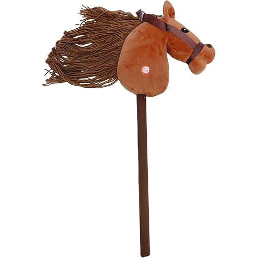 FABLOFT Stick Horse Riding Toy Brown