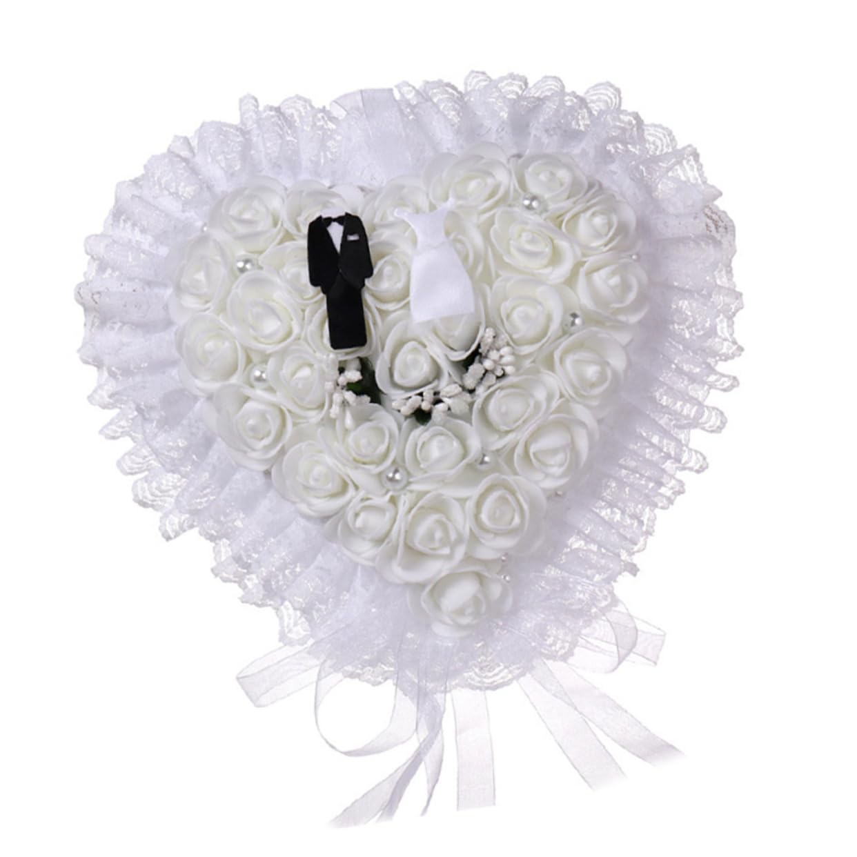 PRETYZOOM 2St weißes Dekokissen Weiße Kissen fürs Bett weißes Körperkissen Vintage Ringkissen Ringe Ringträger zur Hochzeit Eheringträger europäischer Stil Ringschachtel Bräutigam