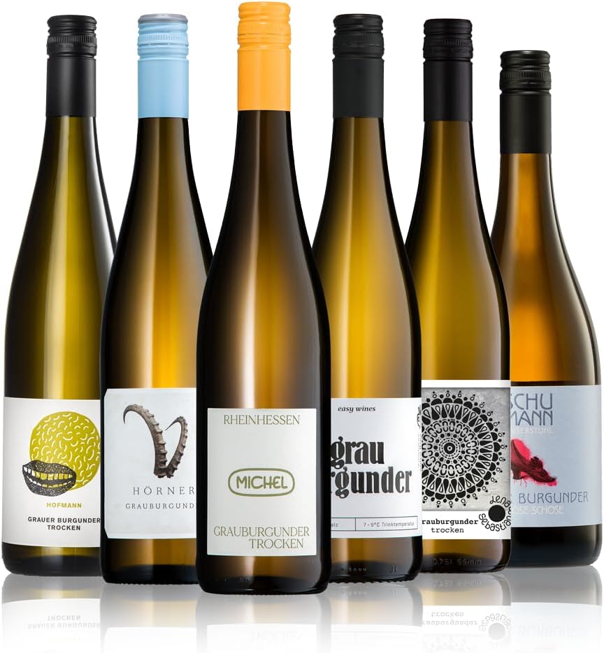 GEILE WEINE Weinpaket GRAUBURGUNDER (6 x 0,75) Probierpaket mit Grauburgunder aus Deutschland